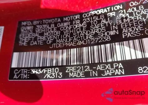 2021 Toyota Corolla Le z USA, uszkodzony, nr VIN JTDEPMAE4MJ127238